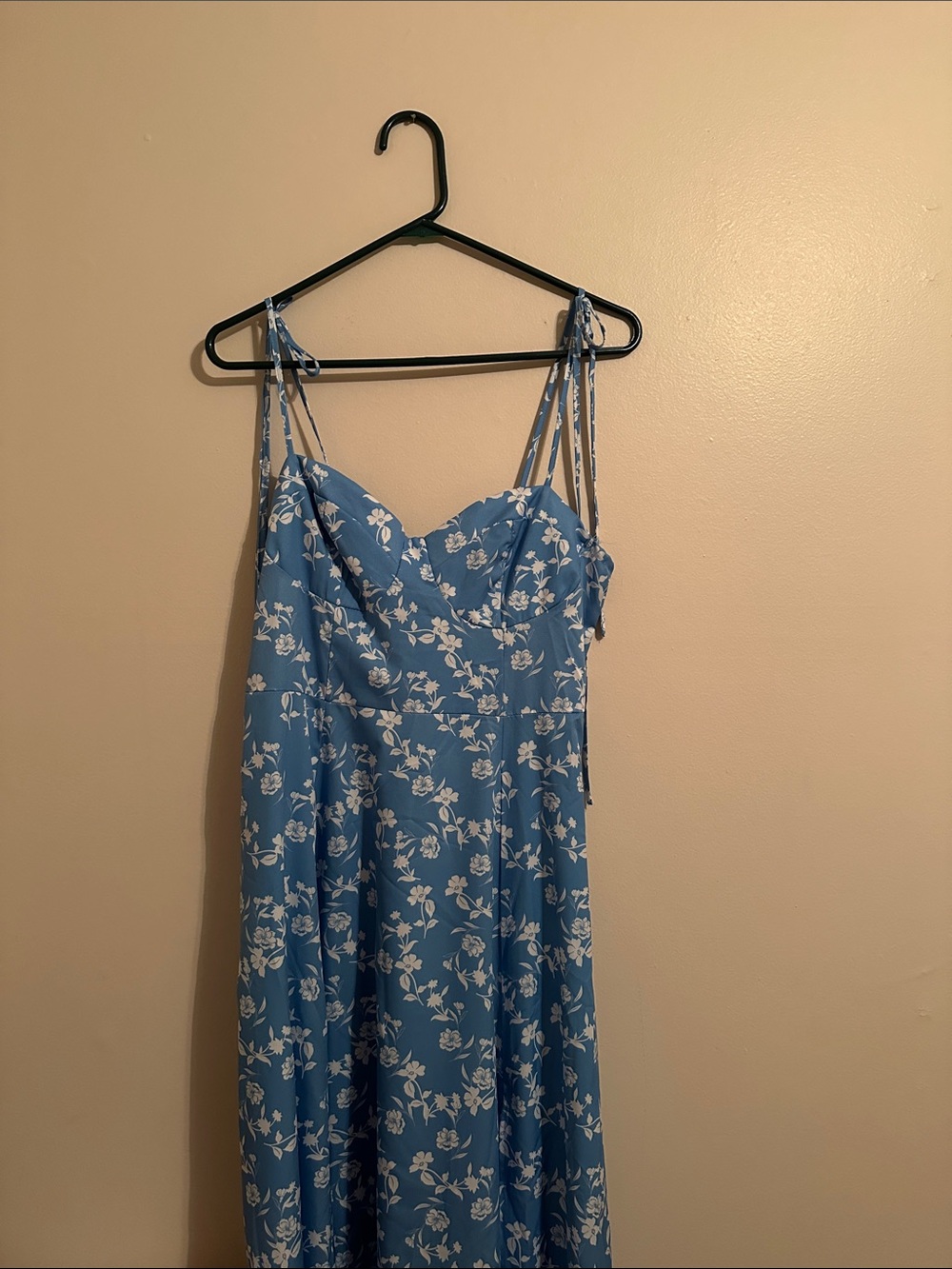 SHEIN Powder Blue Floral Sundress with White Blooms